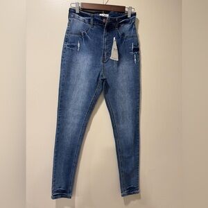 Aphrodite High Rise Distressed Blue Jeans